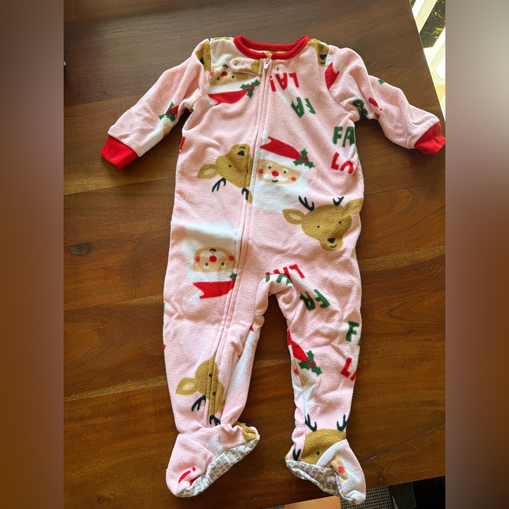 Carters 12m fleece‎ Christmas pajamas